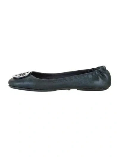 Pre-owned Tory Burch Leather Ballet Flats In Green