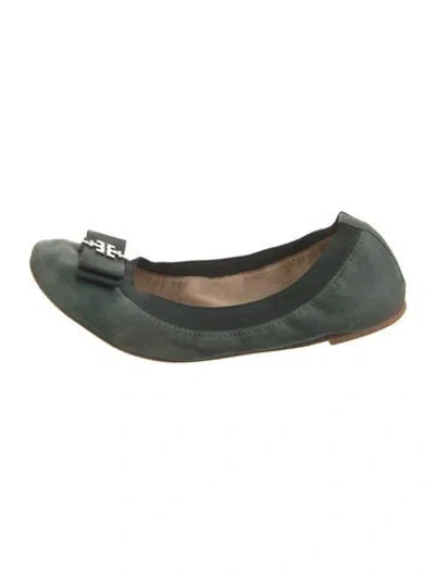 Pre-owned Tory Burch Leather Ballet Flats In Green