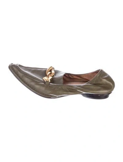 Pre-owned Tory Burch Leather Ballet Flats In Green