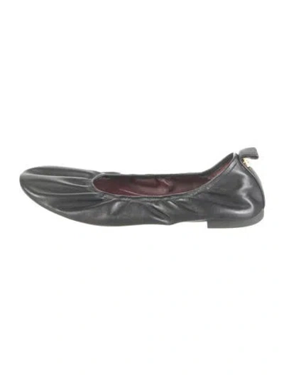 Pre-owned Tory Burch Leather Ballet Flats In Grey