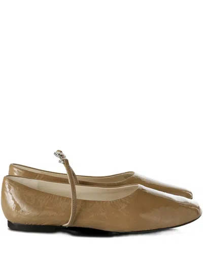 Tory Burch Gemini Link Pave Mary Jane Ballet In Brown