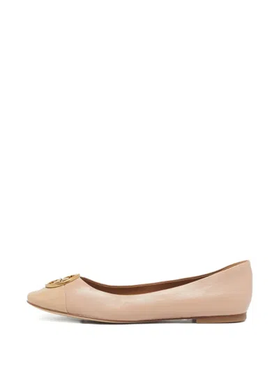 Pre-owned Tory Burch Leather Ballet Flats In Neutral