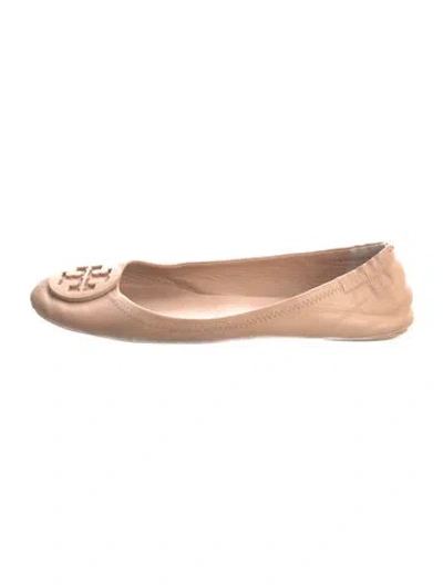 Pre-owned Tory Burch Leather Ballet Flats In Neutral