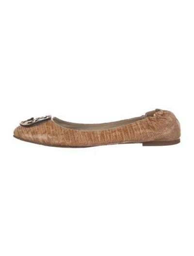 Pre-owned Tory Burch Leather Ballet Flats In Neutral