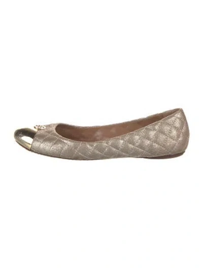 Pre-owned Tory Burch Leather Ballet Flats In Neutral