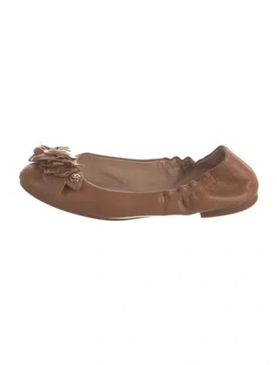 Pre-owned Tory Burch Leather Ballet Flats In Neutral