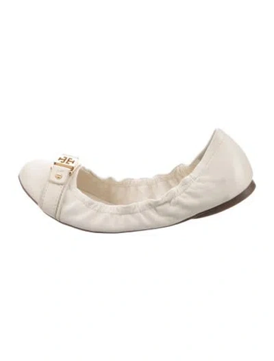 Pre-owned Tory Burch Leather Ballet Flats In Neutral