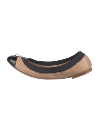 Pre-owned Tory Burch Leather Ballet Flats In Neutral