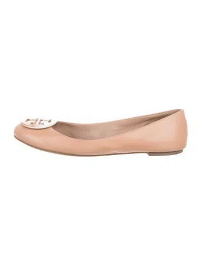 Pre-owned Tory Burch Leather Ballet Flats In Neutral
