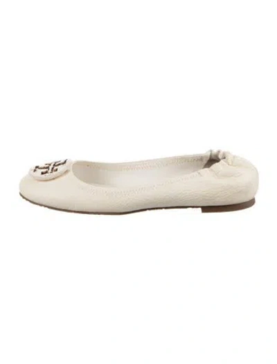 Pre-owned Tory Burch Leather Ballet Flats In Neutral