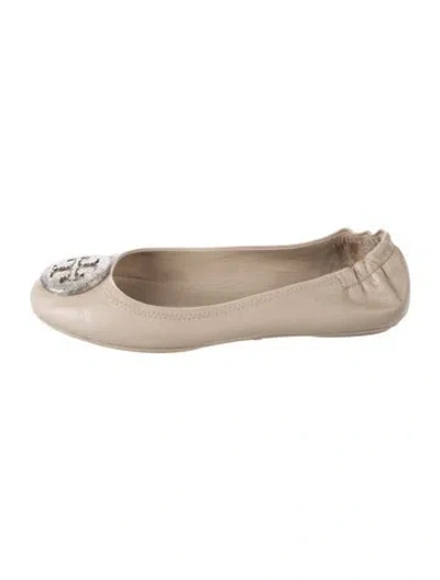 Pre-owned Tory Burch Leather Ballet Flats In Neutral
