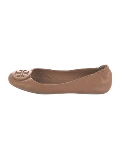 Pre-owned Tory Burch Leather Ballet Flats In Neutral