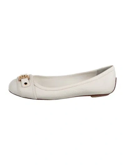 Pre-owned Tory Burch Leather Ballet Flats In Neutrals