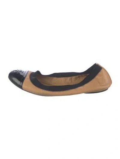 Pre-owned Tory Burch Leather Ballet Flats In Neutrals