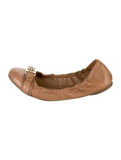 Pre-owned Tory Burch Leather Ballet Flats In Neutrals