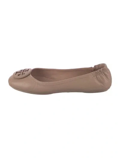 Pre-owned Tory Burch Leather Ballet Flats In Neutrals