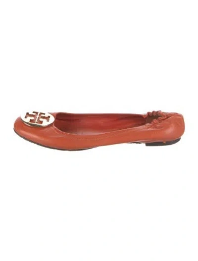 Pre-owned Tory Burch Leather Ballet Flats In Orange