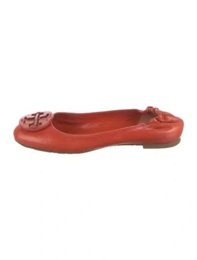 Pre-owned Tory Burch Leather Ballet Flats In Orange