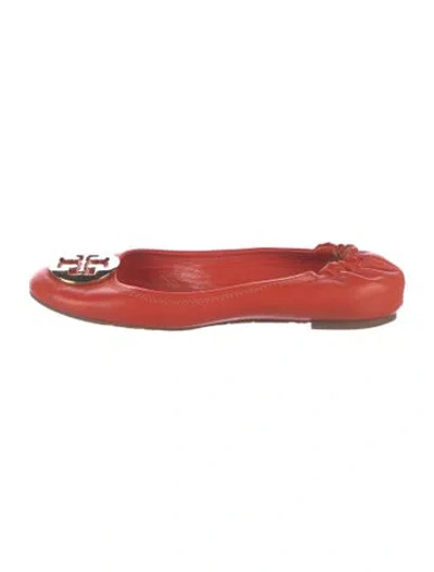 Pre-owned Tory Burch Leather Ballet Flats In Orange