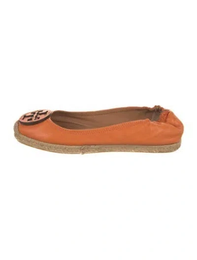 Pre-owned Tory Burch Leather Ballet Flats In Orange