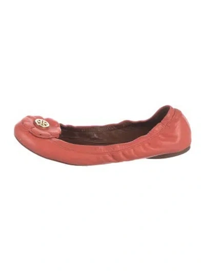 Pre-owned Tory Burch Leather Ballet Flats In Orange