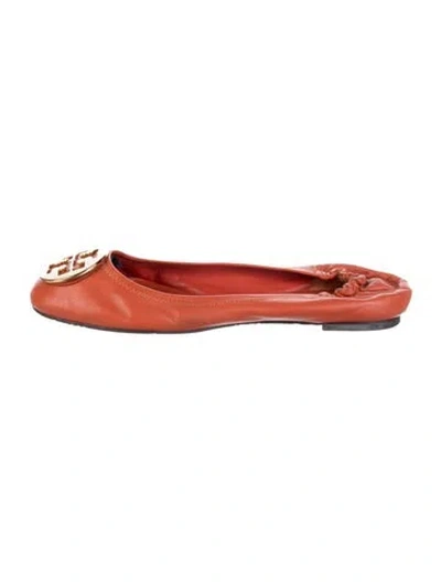 Pre-owned Tory Burch Leather Ballet Flats In Orange