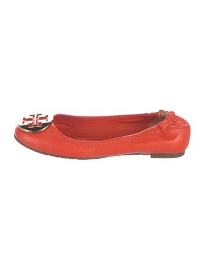 Pre-owned Tory Burch Leather Ballet Flats In Orange