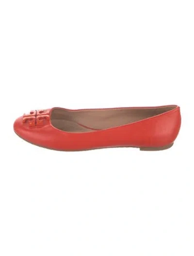 Pre-owned Tory Burch Leather Ballet Flats In Orange