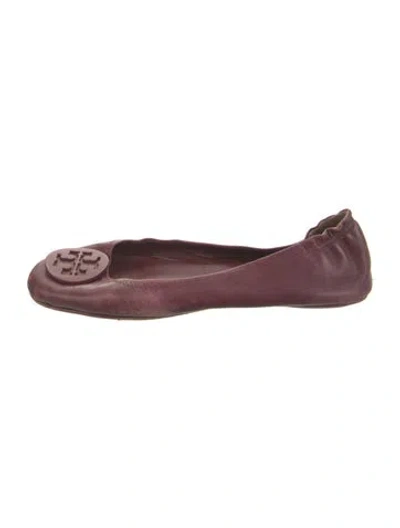 Pre-owned Tory Burch Leather Ballet Flats In Purple