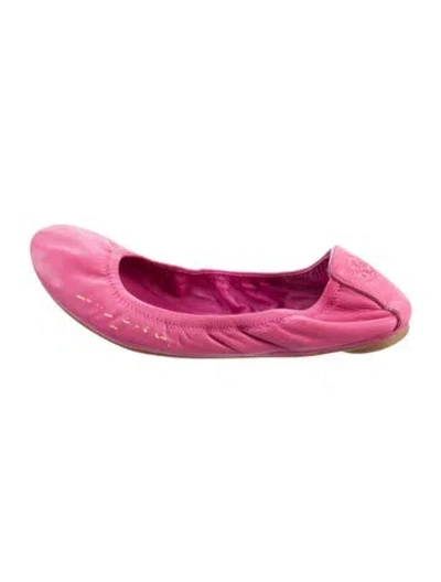Pre-owned Tory Burch Leather Ballet Flats In Purple