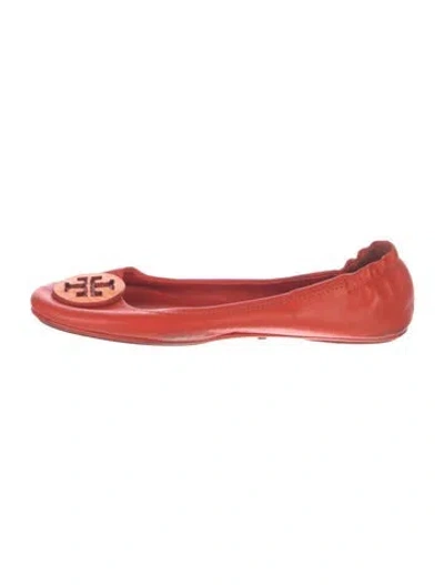 Pre-owned Tory Burch Leather Ballet Flats In Red