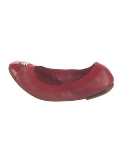 Pre-owned Tory Burch Leather Ballet Flats In Red