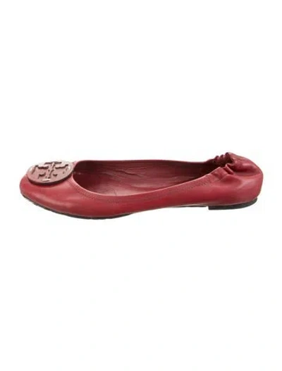 Pre-owned Tory Burch Leather Ballet Flats In Red