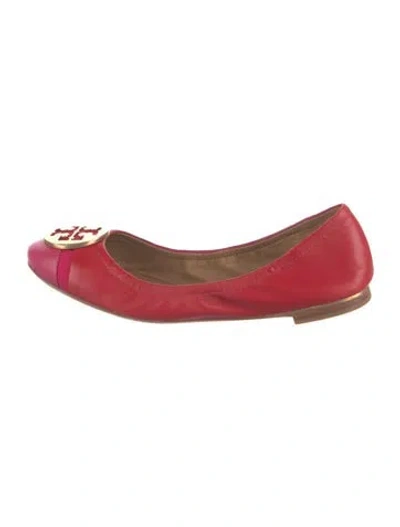 Pre-owned Tory Burch Leather Ballet Flats In Red
