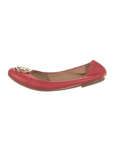 Pre-owned Tory Burch Leather Ballet Flats In Red