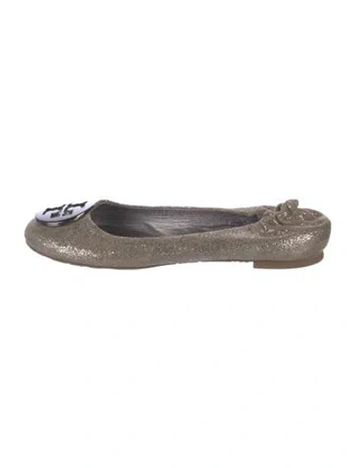 Pre-owned Tory Burch Leather Ballet Flats In Silver