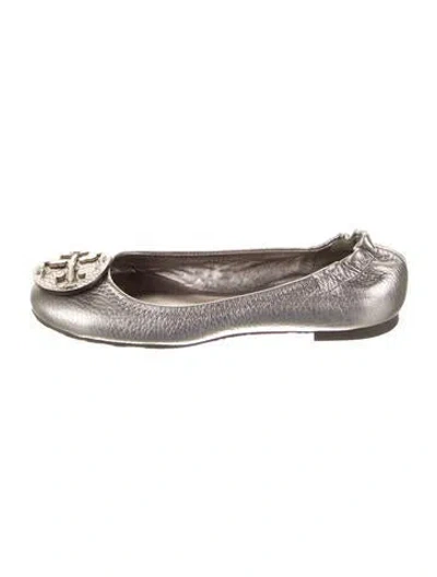Pre-owned Tory Burch Leather Ballet Flats In Silver