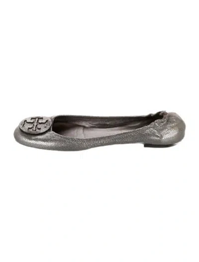 Pre-owned Tory Burch Leather Ballet Flats In Silver
