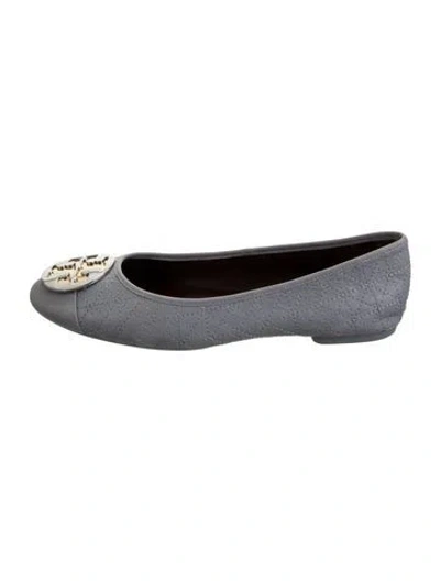Pre-owned Tory Burch Leather Ballet Flats In Silver