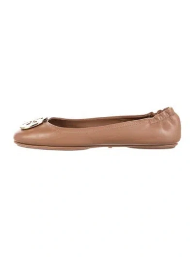 Pre-owned Tory Burch Leather Ballet Flats W/ Tags In Brown