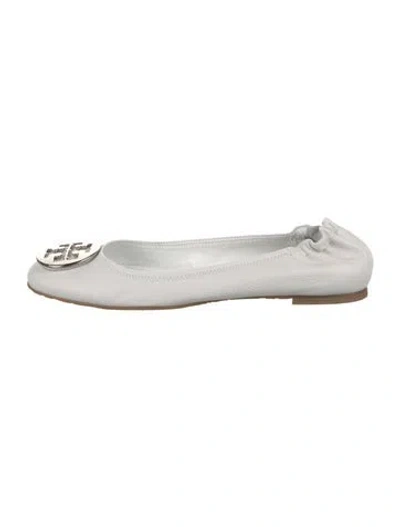 Pre-owned Tory Burch Leather Ballet Flats In White