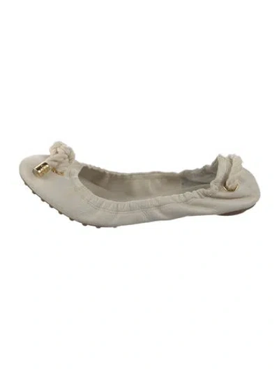 Pre-owned Tory Burch Leather Ballet Flats In White