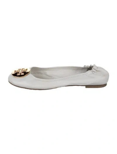 Pre-owned Tory Burch Leather Ballet Flats In White