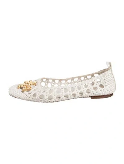 Pre-owned Tory Burch Leather Ballet Flats In White