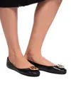 Tory Burch Claire Leather Ballet Flats In Black