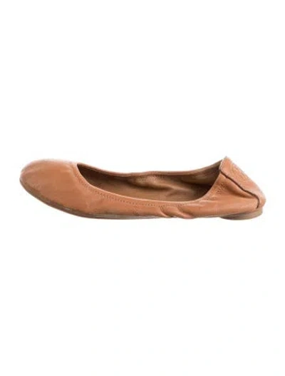 Pre-owned Tory Burch Leather Ballet Flats In Yellow