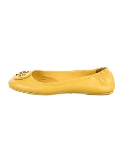Pre-owned Tory Burch Leather Ballet Flats In Yellow
