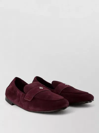 Tory Burch Leather Ballet Style Loafers Rubber Sole In Red