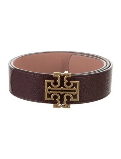 Pre-owned Tory Burch Leather Belt In Burgundy