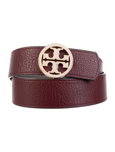 Pre-owned Tory Burch Leather Belt In Burgundy